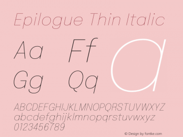 Epilogue Thin Italic Version 2.112图片样张