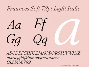 Fraunces Soft 72pt Light Italic Version 1.000;[b76b70a41]图片样张