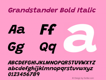 Grandstander Bold Italic Version 1.200图片样张