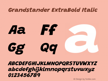 Grandstander ExtraBold Italic Version 1.200图片样张