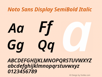 Noto Sans Display SemiBold Italic Version 2.003图片样张