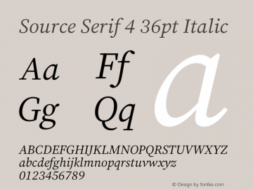 Source Serif 4 36pt Italic Version 4.004;hotconv 1.0.116;makeotfexe 2.5.65601图片样张
