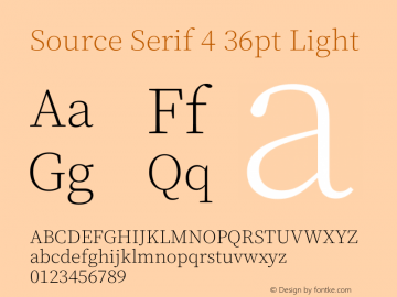 Source Serif 4 36pt Light Version 4.004;hotconv 1.0.116;makeotfexe 2.5.65601图片样张
