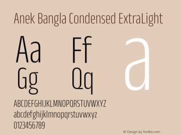 Anek Bangla Condensed ExtraLight Version 1.003图片样张