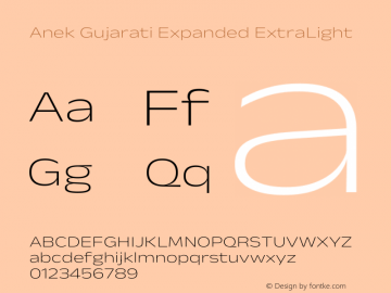 Anek Gujarati Expanded ExtraLight Version 1.003图片样张