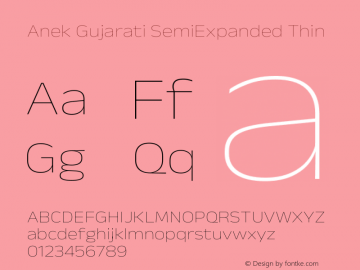 Anek Gujarati SemiExpanded Thin Version 1.003图片样张