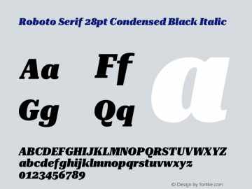 Roboto Serif 28pt Condensed Black Italic Version 1.007图片样张