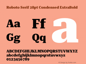 Roboto Serif 28pt Condensed ExtraBold Version 1.007图片样张