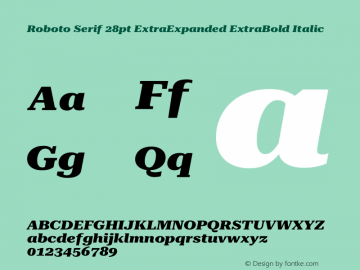 Roboto Serif 28pt ExtraExpanded ExtraBold Italic Version 1.007图片样张