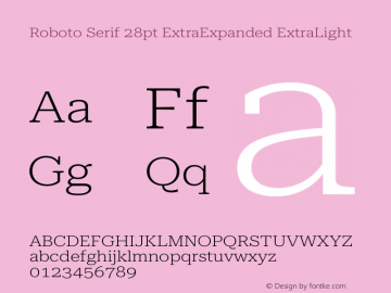 Roboto Serif 28pt ExtraExpanded ExtraLight Version 1.007图片样张