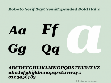 Roboto Serif 28pt SemiExpanded Bold Italic Version 1.007图片样张