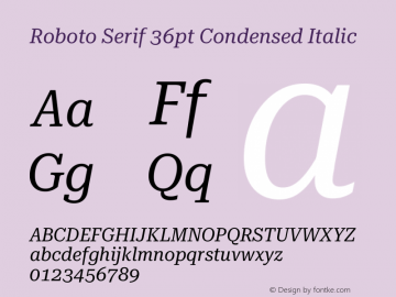 Roboto Serif 36pt Condensed Italic Version 1.007图片样张