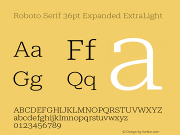 Roboto Serif 36pt Expanded ExtraLight Version 1.007图片样张