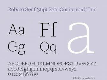 Roboto Serif 36pt SemiCondensed Thin Version 1.007图片样张