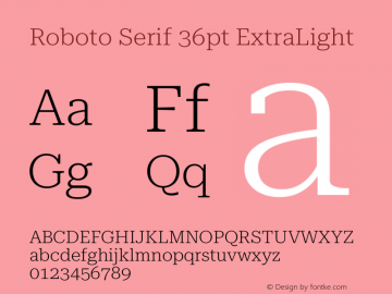 Roboto Serif 36pt ExtraLight Version 1.007图片样张
