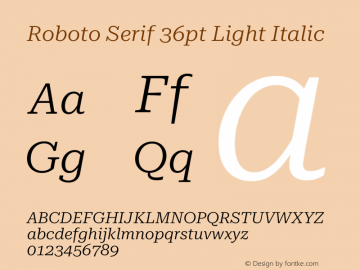 Roboto Serif 36pt Light Italic Version 1.007图片样张