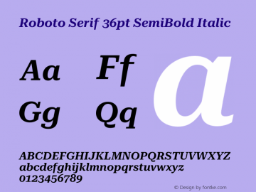 Roboto Serif 36pt SemiBold Italic Version 1.007图片样张