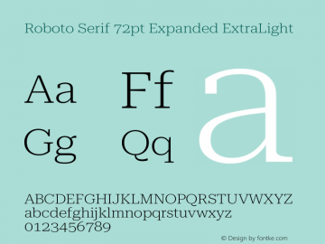 Roboto Serif 72pt Expanded ExtraLight Version 1.007图片样张