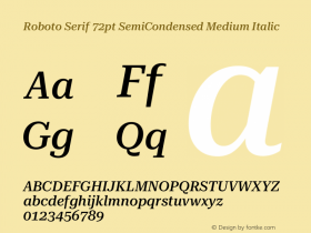 Roboto Serif 72pt SemiCondensed Medium Italic Version 1.007图片样张