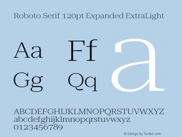 Roboto Serif 120pt Expanded ExtraLight Version 1.007图片样张