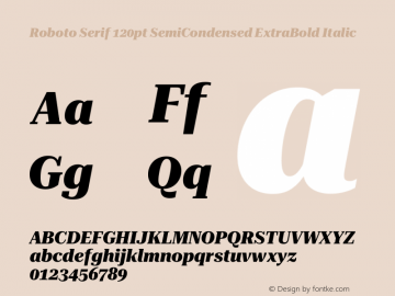 Roboto Serif 120pt SemiCondensed ExtraBold Italic Version 1.007图片样张