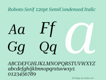 Roboto Serif 120pt SemiCondensed Italic Version 1.007图片样张