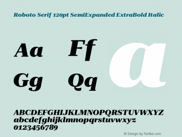 Roboto Serif 120pt SemiExpanded ExtraBold Italic Version 1.007图片样张