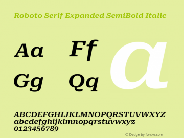 Roboto Serif Expanded SemiBold Italic Version 1.007图片样张