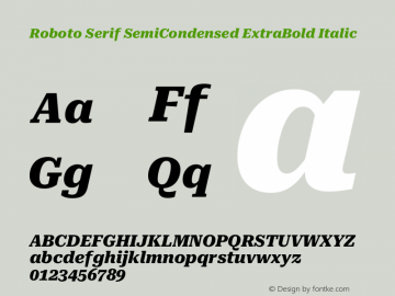 Roboto Serif SemiCondensed ExtraBold Italic Version 1.007图片样张