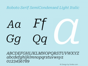 Roboto Serif SemiCondensed Light Italic Version 1.007图片样张