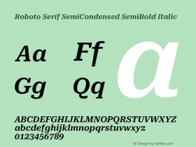 Roboto Serif SemiCondensed SemiBold Italic Version 1.007图片样张