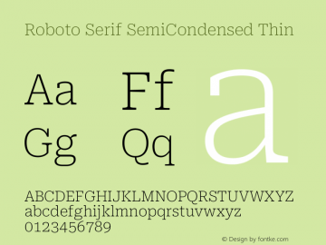 Roboto Serif SemiCondensed Thin Version 1.007图片样张