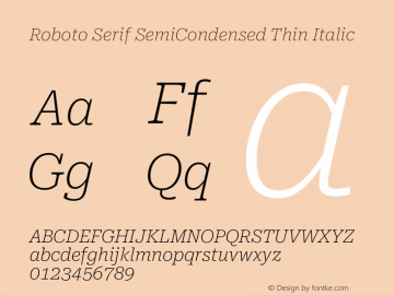 Roboto Serif SemiCondensed Thin Italic Version 1.007图片样张