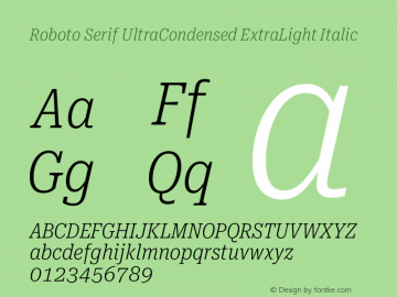 Roboto Serif UltraCondensed ExtraLight Italic Version 1.007图片样张