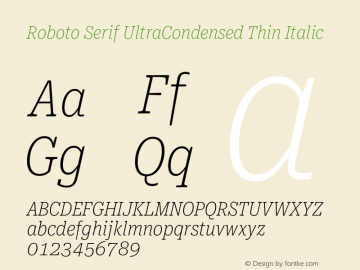 Roboto Serif UltraCondensed Thin Italic Version 1.007图片样张