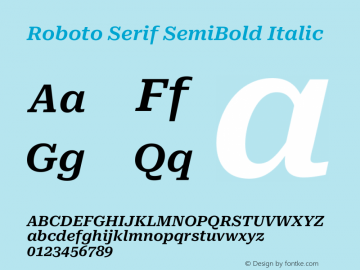 Roboto Serif SemiBold Italic Version 1.007图片样张