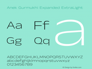 Anek Gurmukhi Expanded ExtraLight Version 1.003图片样张