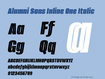 Alumni Sans Inline One Italic Version 1.100; ttfautohint (v1.8.3)图片样张