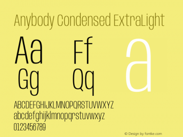 Anybody Condensed ExtraLight Version 1.111图片样张