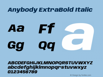 Anybody ExtraBold Italic Version 1.111图片样张