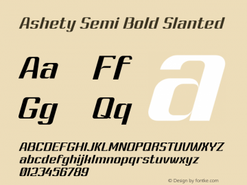 Ashety Semi Bold Slanted Version 1.000图片样张