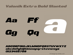 Valonik Extra Bold Slanted Version 1.000图片样张