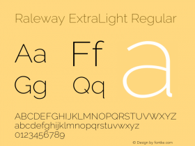 Raleway ExtraLight Version 3.000g; ttfautohint (v1.5) -l 8 -r 28 -G 28 -x 14 -D latn -f cyrl -w G -c -X 