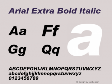 Arial Extra Bold Italic Version 2.00图片样张