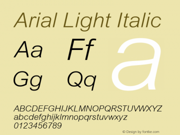 Arial Light Italic Version 1.50图片样张
