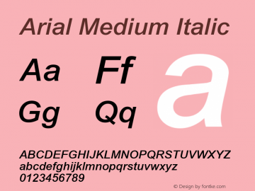 Arial Medium Italic Version 2.00图片样张