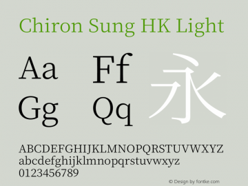 Chiron Sung HK L Version 1.000;hotconv 1.0.118;makeotfexe 2.5.65603图片样张