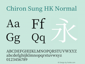 Chiron Sung HK N Version 1.000;hotconv 1.0.118;makeotfexe 2.5.65603图片样张
