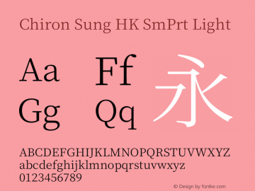 Chiron Sung HK SmPrt L Version 1.000;hotconv 1.0.118;makeotfexe 2.5.65603图片样张