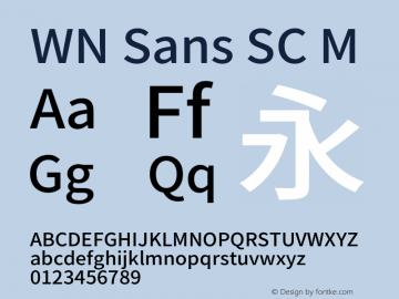 WN Sans SC M Version 1.004;hotconv 1.0.118;makeotfexe 2.5.65603图片样张